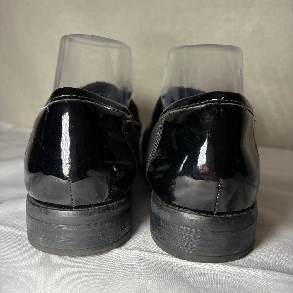 Clarks Trish Rose Black Plaid Plaid Patent Trim Comfort Penny Loafers Women's 10